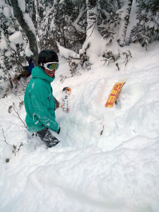 Tyler in deep powder at Mount Bohemia